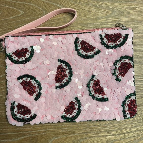 Handbags - Pink Sequin Watermelon Clutch NWOT